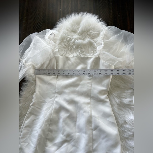 Amanda Uprichard Tia Puff Sleeve Mini Dress in White Women's Size small Bridal - Picture 5 of 10